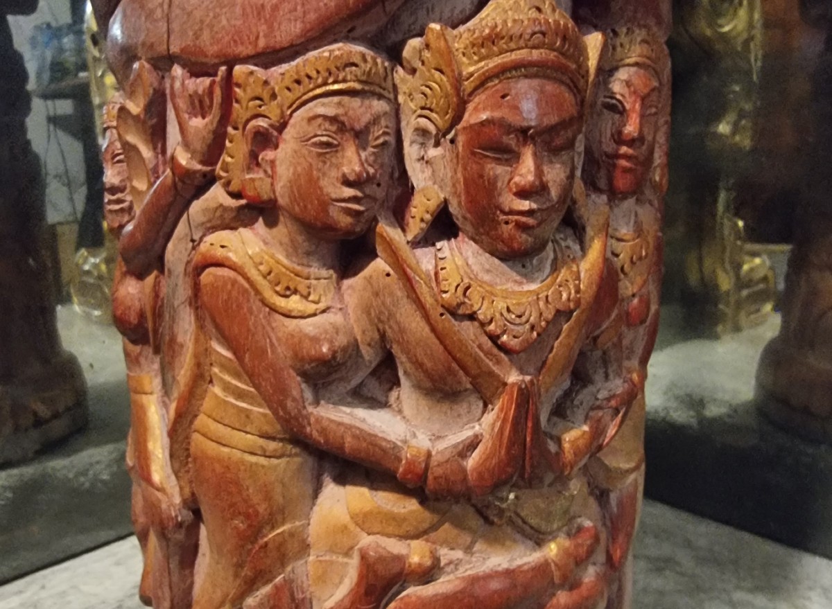 Balinese Carved Wood Phallic Sculpture 1920-photo-5