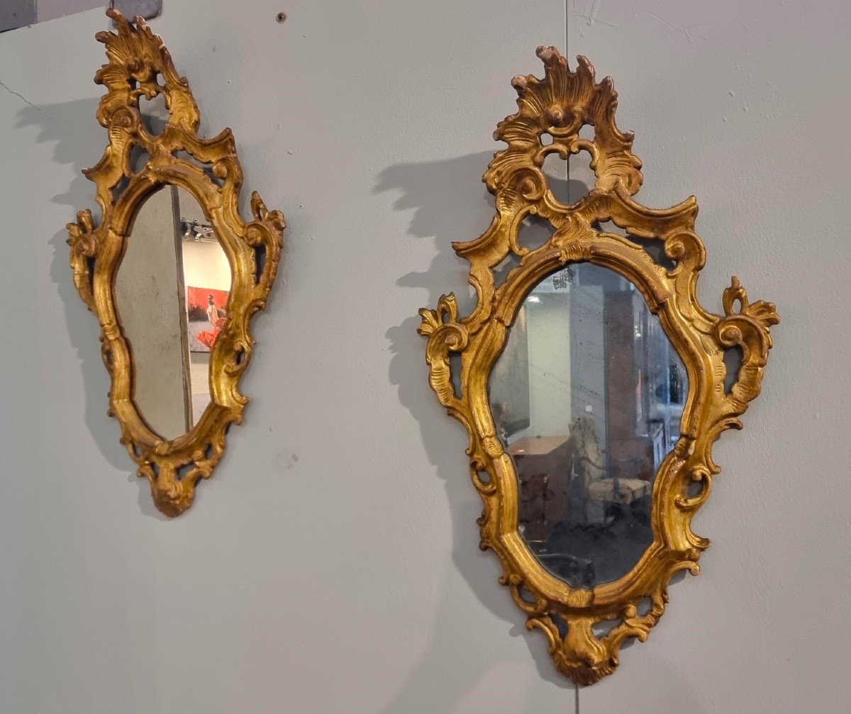 Paire de miroirs dorés vénitiens du XIXe siècle-photo-4