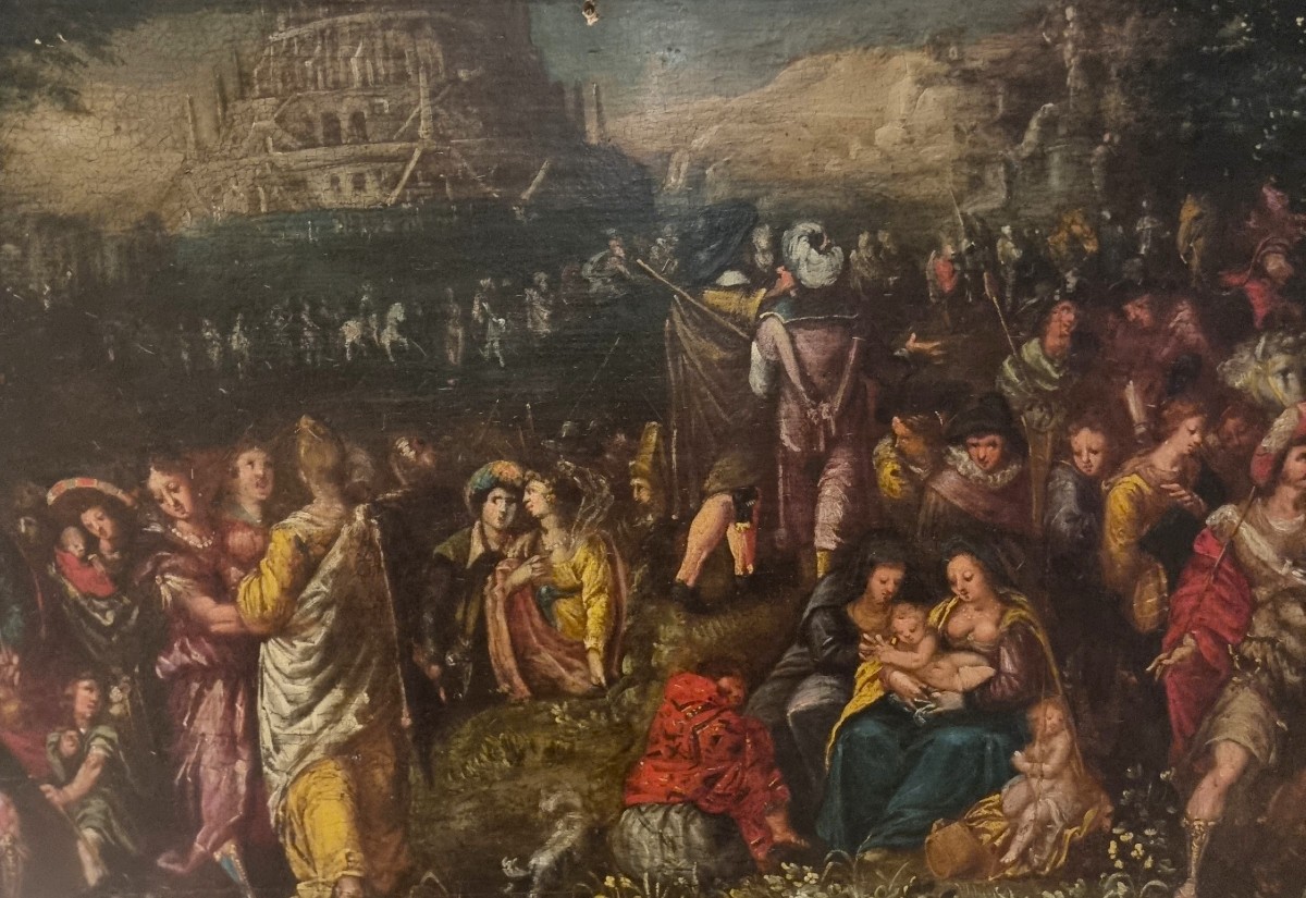 Huile sur panneau fin XVIe siècle La Tour de Babel Frans Francken II-photo-2
