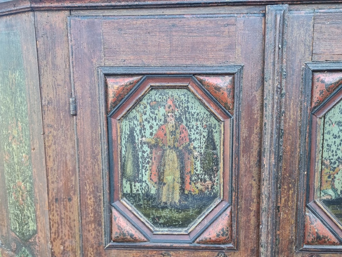 18th-century Tyrolean Wardrobe With Original Paintings-photo-2