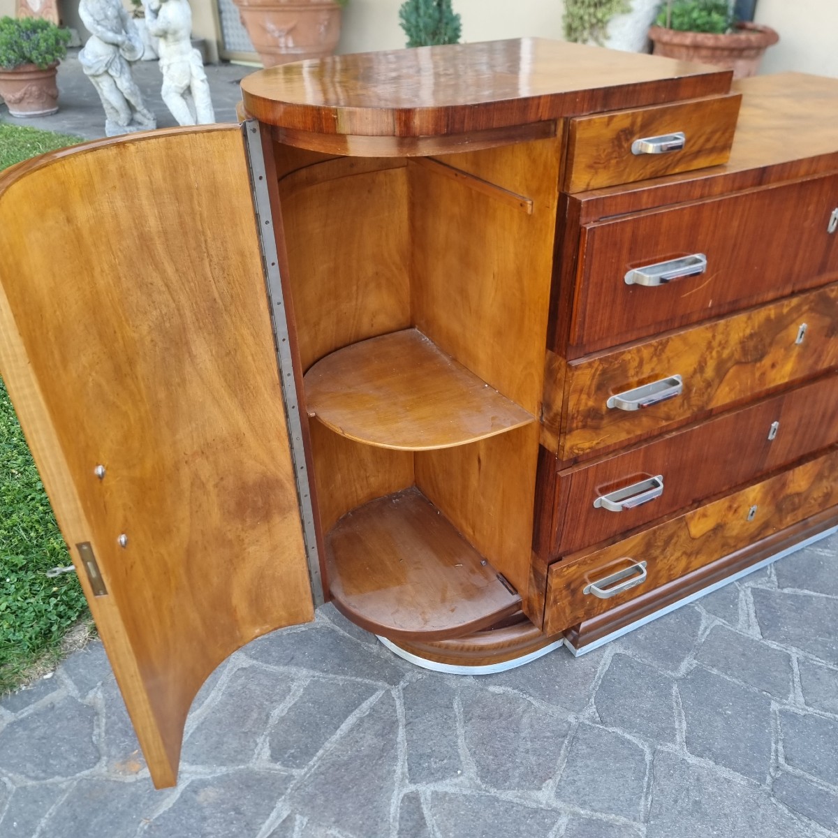 Walnut And Rosewood Art Deco Chest Of Drawers 1930-photo-2