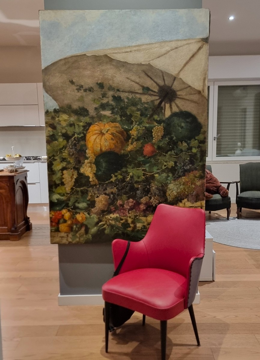 Huile sur toile XIXe siècle Nature morte aux fruits école française-photo-2