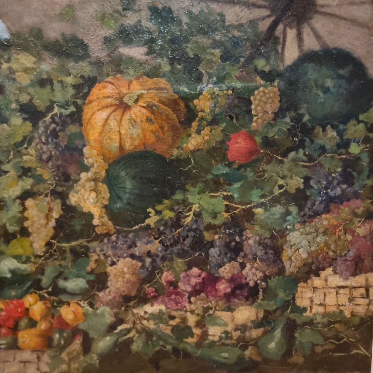 Huile sur toile XIXe siècle Nature morte aux fruits école française-photo-3