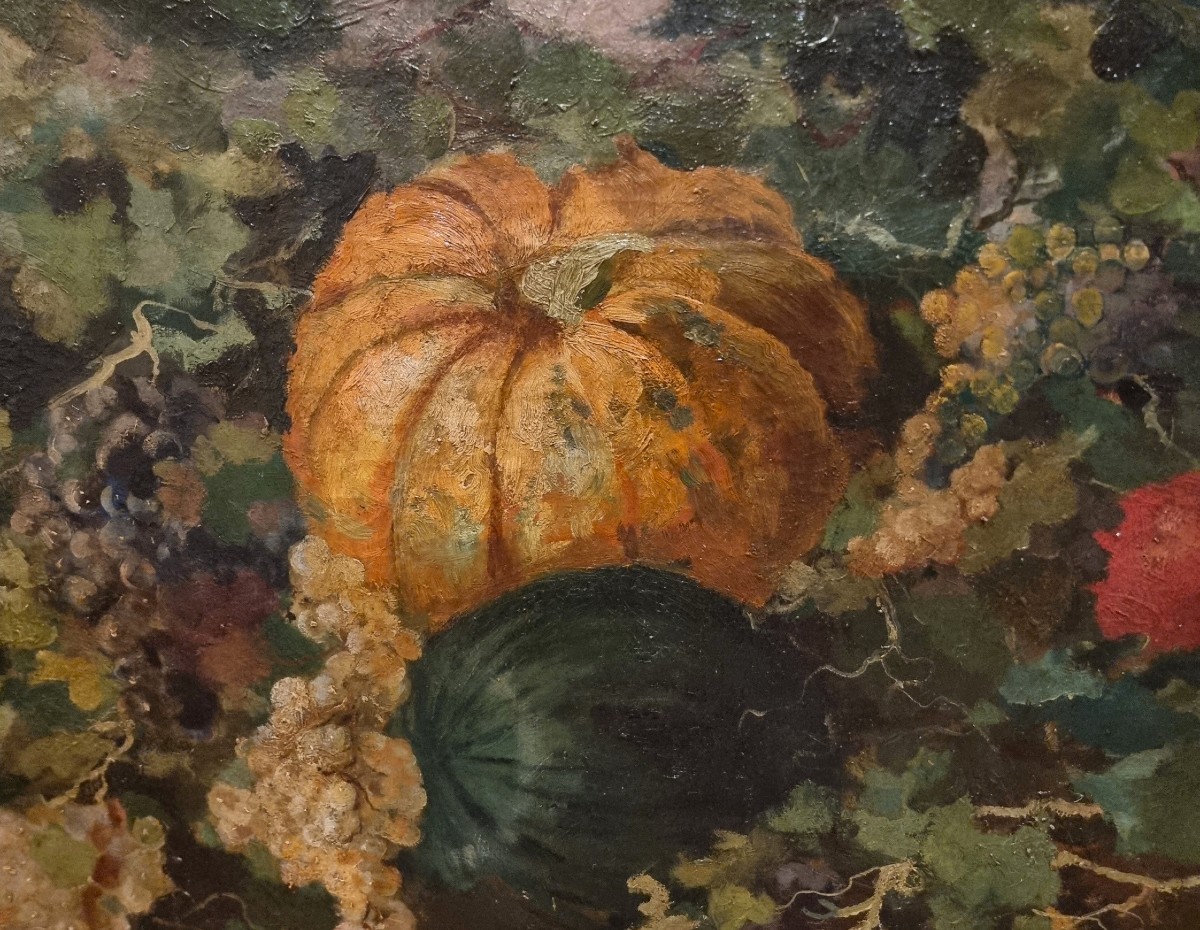Huile sur toile XIXe siècle Nature morte aux fruits école française-photo-1