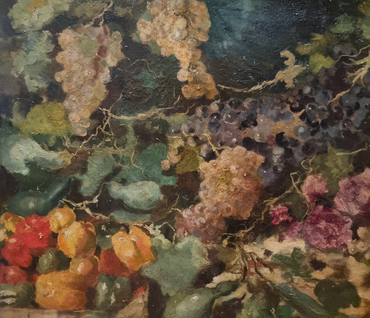 Huile sur toile XIXe siècle Nature morte aux fruits école française-photo-3