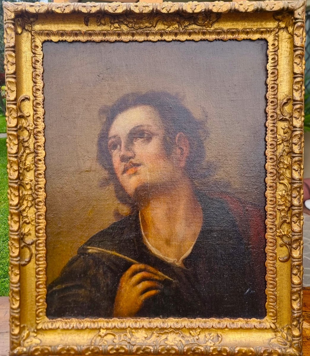 Huile sur toile fin XVIIe siècle Saint Jean l'Évangéliste-photo-2