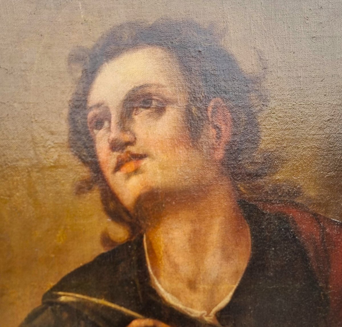Huile sur toile fin XVIIe siècle Saint Jean l'Évangéliste-photo-3