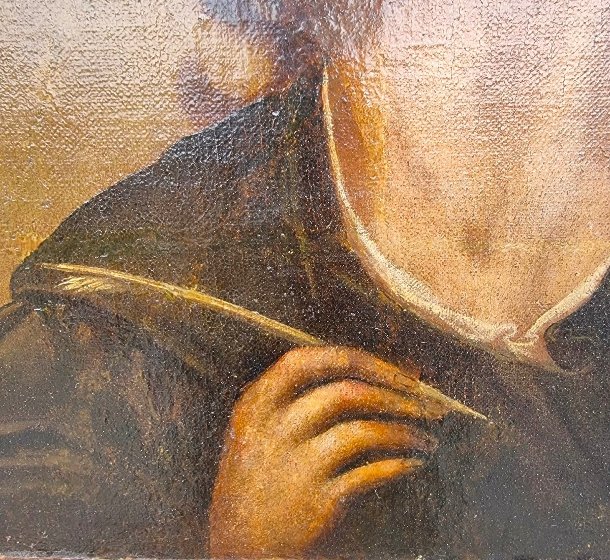 Huile sur toile fin XVIIe siècle Saint Jean l'Évangéliste-photo-4