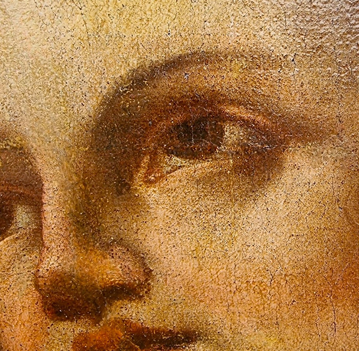 Huile sur toile fin XVIIe siècle Saint Jean l'Évangéliste-photo-3