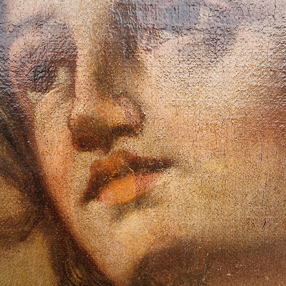 Huile sur toile fin XVIIe siècle Saint Jean l'Évangéliste-photo-4
