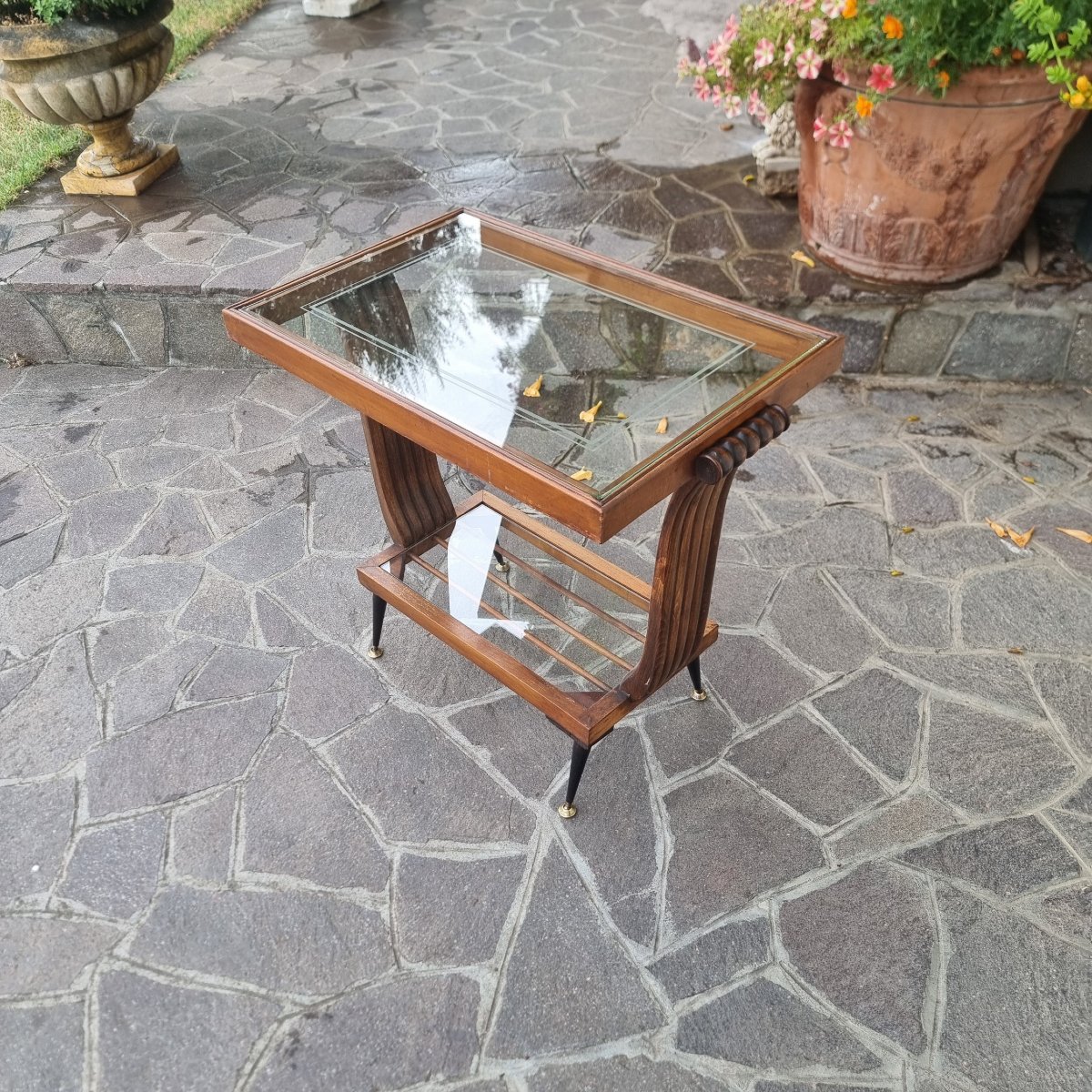 1940s Art Deco Walnut Coffee Table With Glass Legs—paris-photo-2
