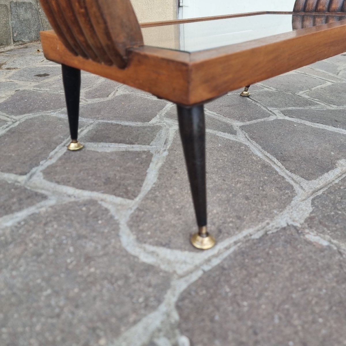 1940s Art Deco Walnut Coffee Table With Glass Legs—paris-photo-5