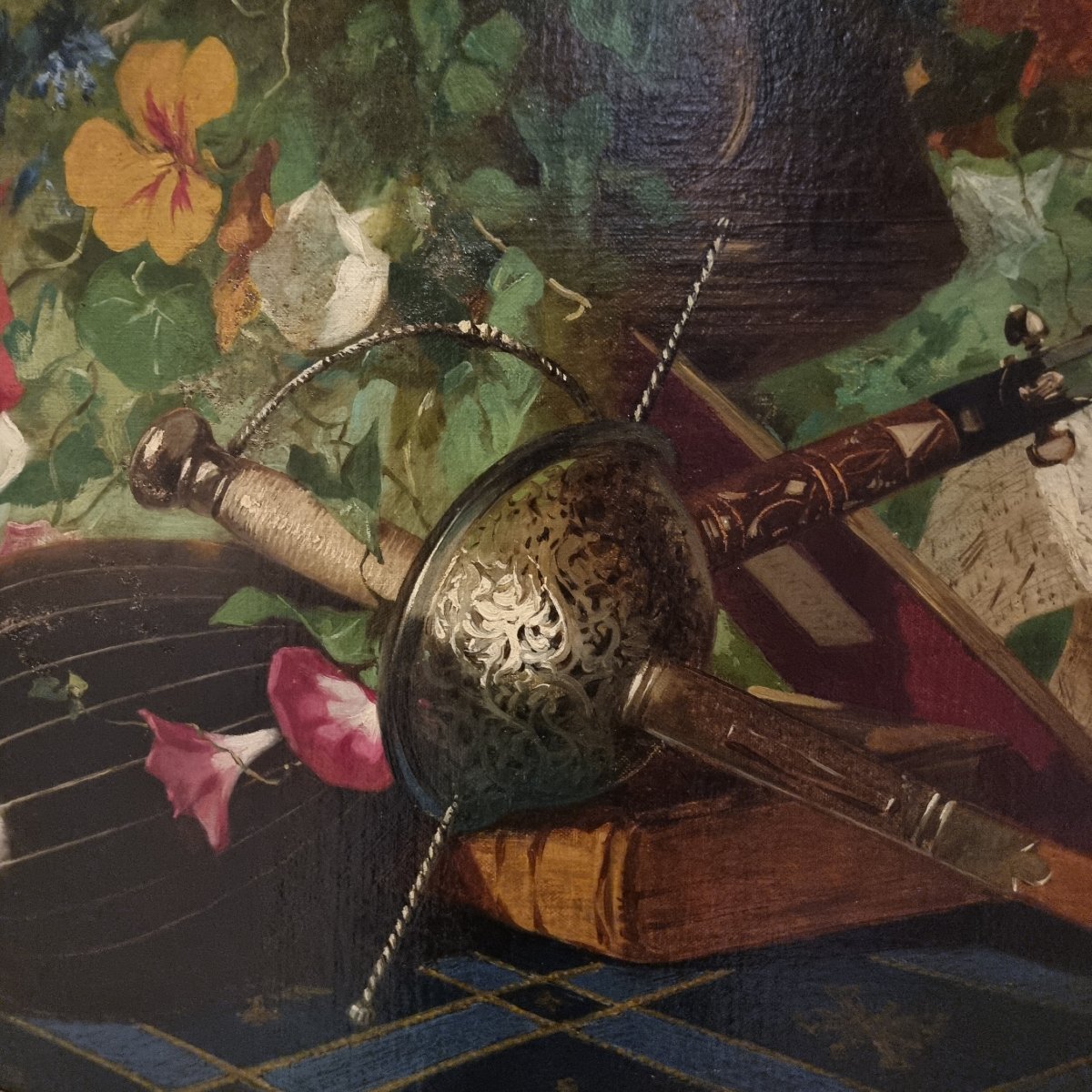 1 Nature morte de 1850 huile sur toile-photo-3