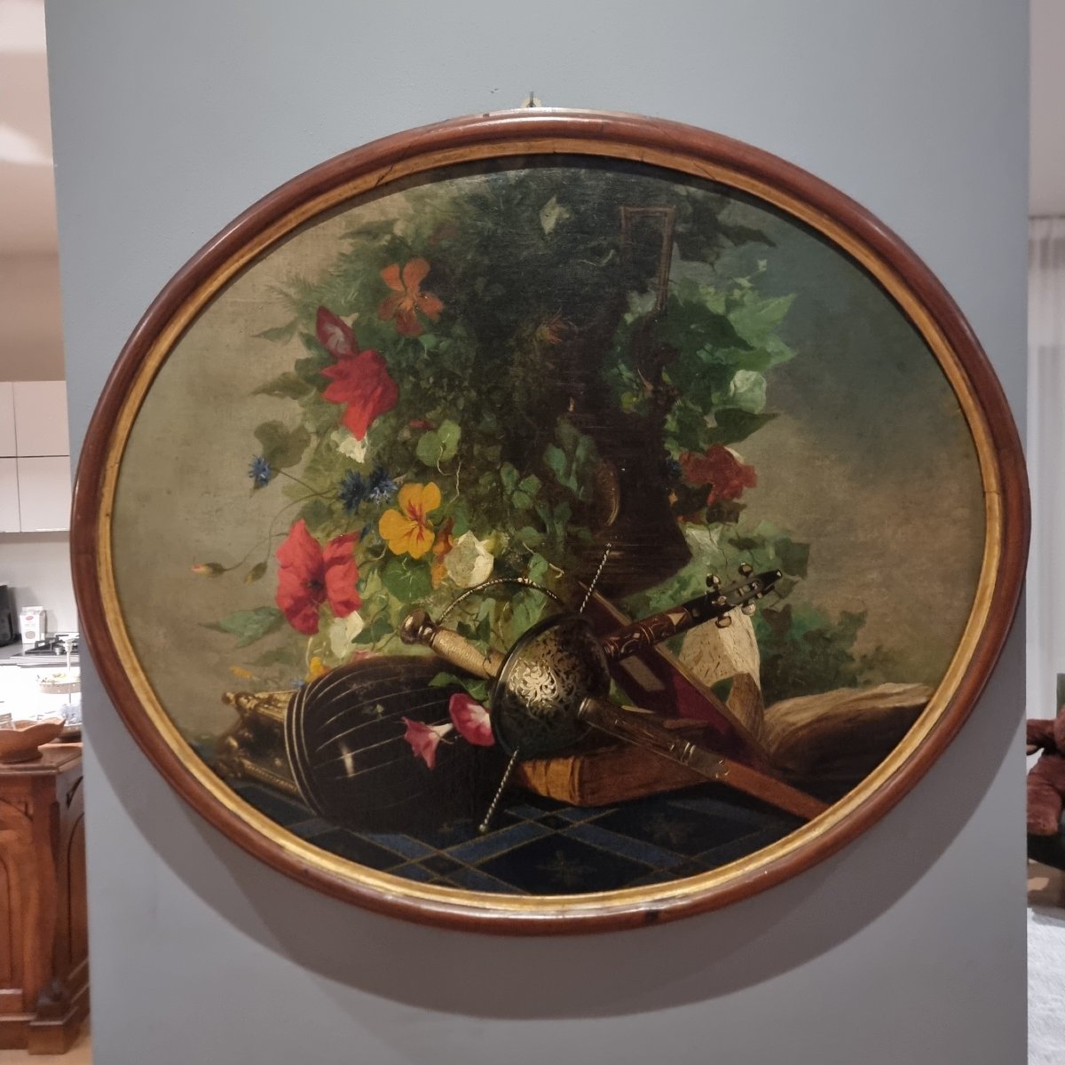 1 Nature morte de 1850 huile sur toile-photo-3