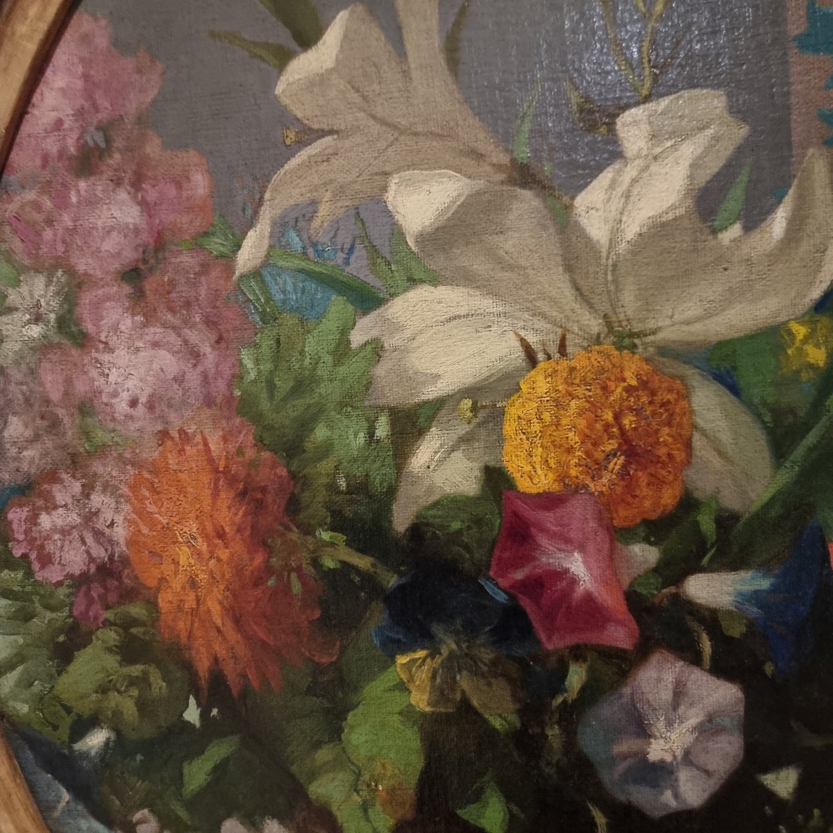 2 Nature morte de 1850 huile sur toile-photo-1