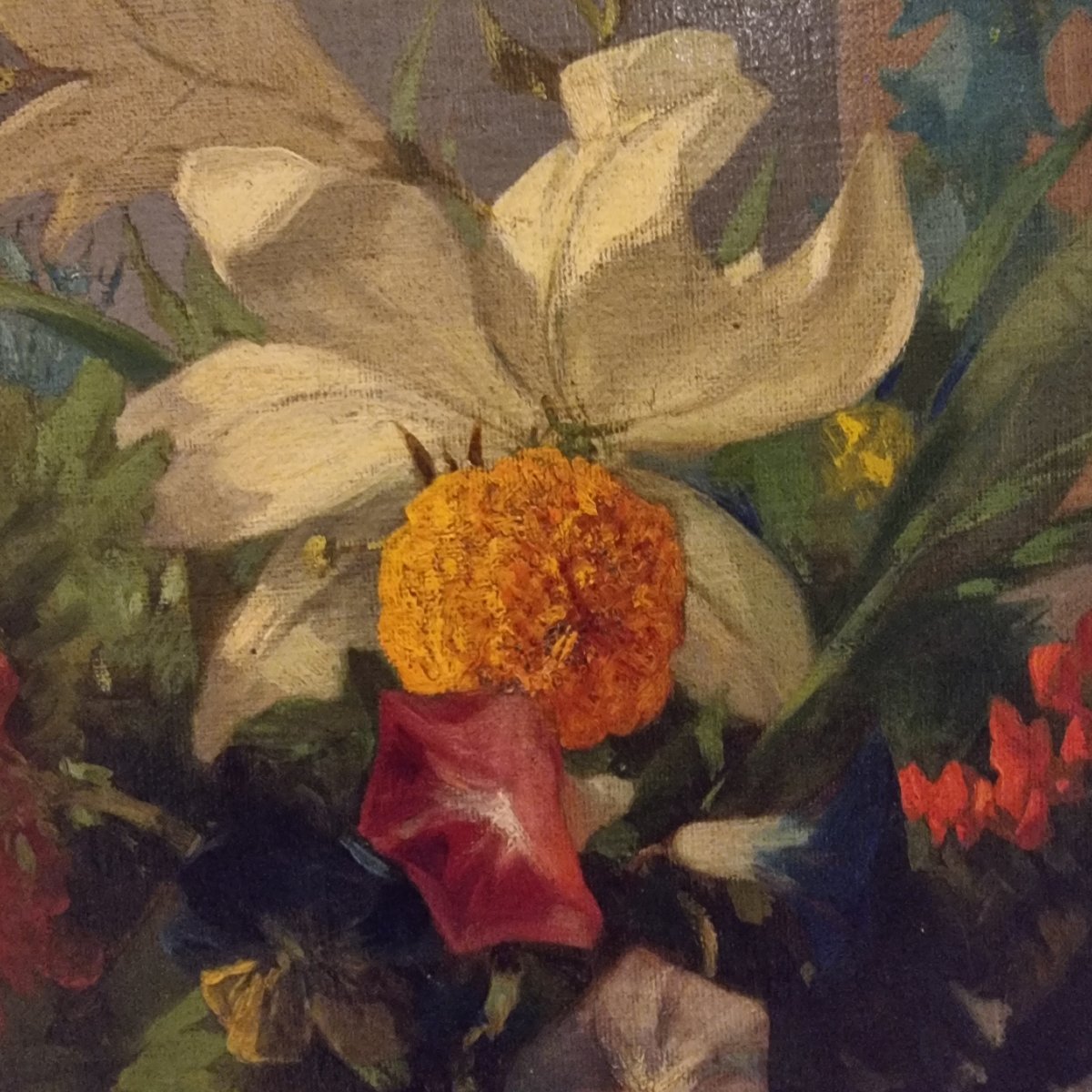 2 Nature morte de 1850 huile sur toile-photo-4
