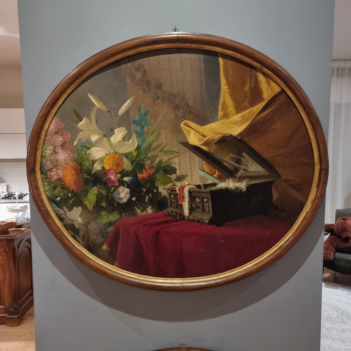 2 Nature morte de 1850 huile sur toile-photo-5
