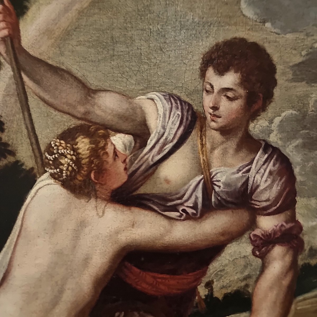 Huile sur toile du XVIIe siècle Vénus et Adonis Padovanino 1588-1649 d'après Titien-photo-4