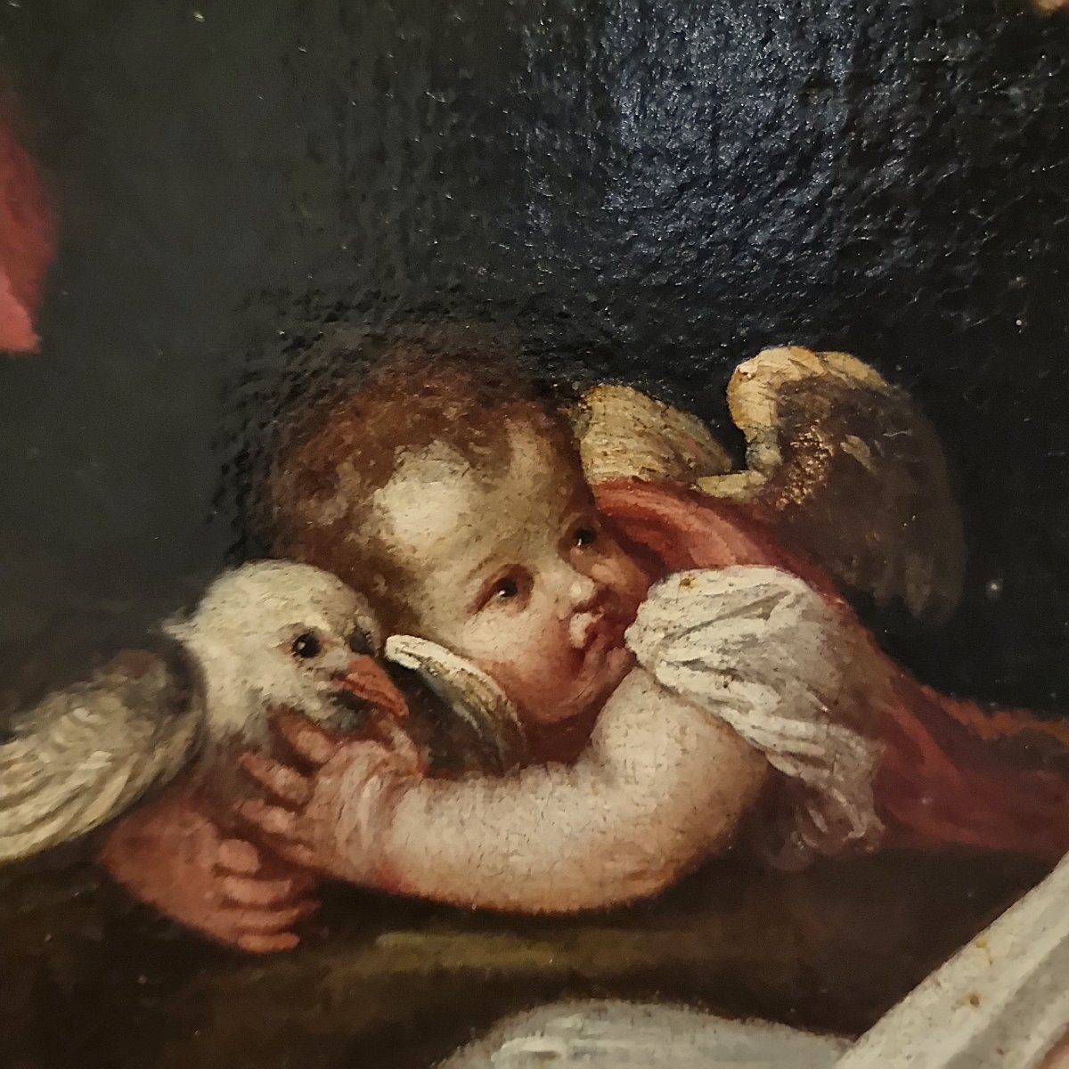Huile sur toile du XVIIe siècle Vénus et Adonis Padovanino 1588-1649 d'après Titien-photo-5
