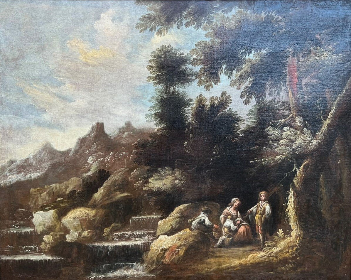 Paire de paysages huile sur toile du XVIIIe siècle entourage de Claude-Joseph Vernet 1714–1789-photo-4