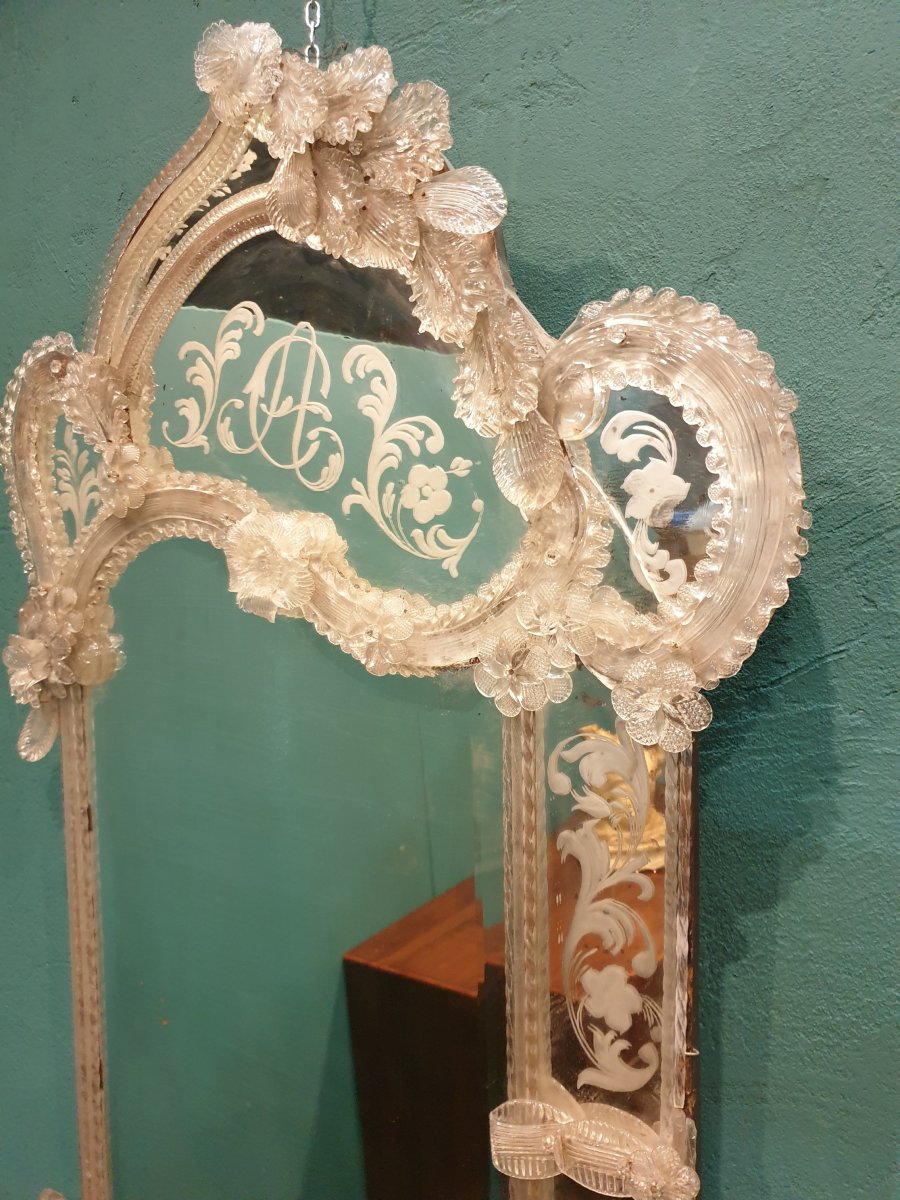 Venetian Glass Mirror From The Second Half Of The 19th Century-photo-3