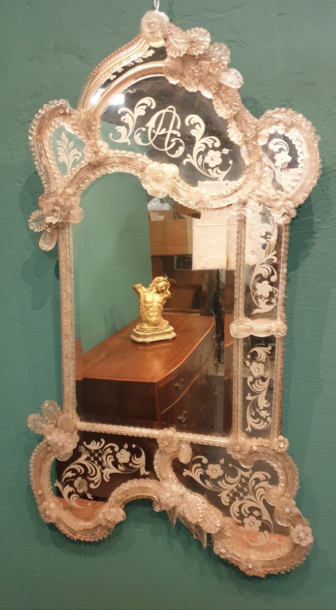 Venetian Glass Mirror From The Second Half Of The 19th Century-photo-2