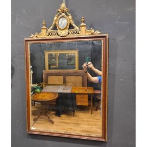 (3)cadre Miroir Du 18ème Siècle De Style Louis XVI Avec Cimier Doré De Venise