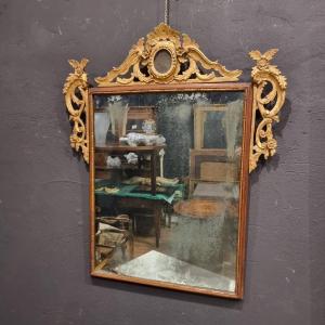 (2)cadre Miroir Du 18ème Siècle De Style Louis XVI Avec Cimier Doré De Venise