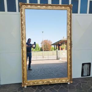 Grande Miroir Doré Du XIXe Siècle : Un Trésor Provenant d'Un Château