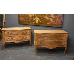 Pair Of 18th Century Parmesan Chests Of Drawers In Walnut With Two Drawers