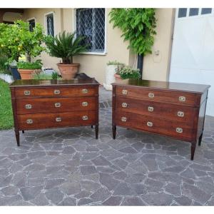 Pair Of 1780 Directoire Dressers With Bronze Handles