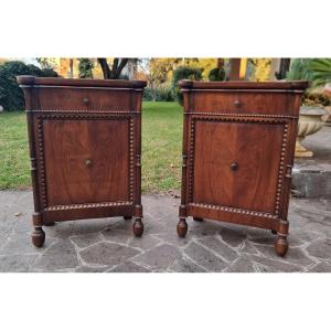 Pair Of 19th-century Lombard Walnut Bedside Tables – Authentic Period Elegance