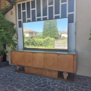 1940s/50s Sideboard In Thuja Burl And Decò Maple With A Mirror