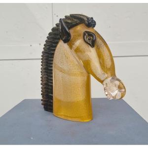 Tête de cheval en verre de Murano années 70 ècole Archimede Seguso
