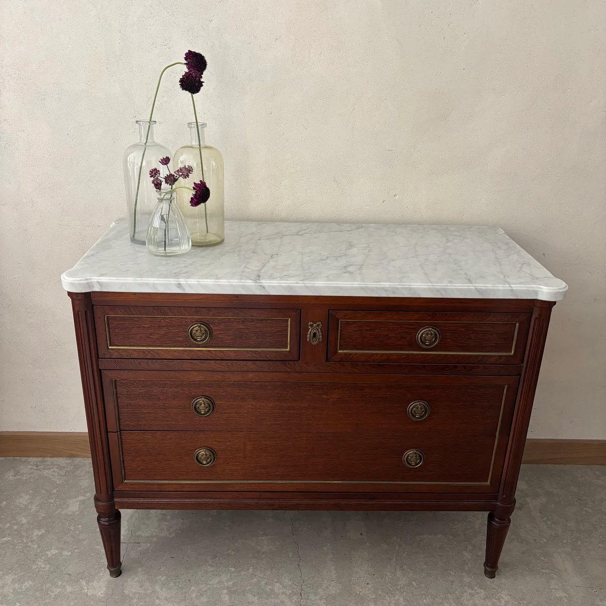 Commode acajou dessus marbre-photo-2