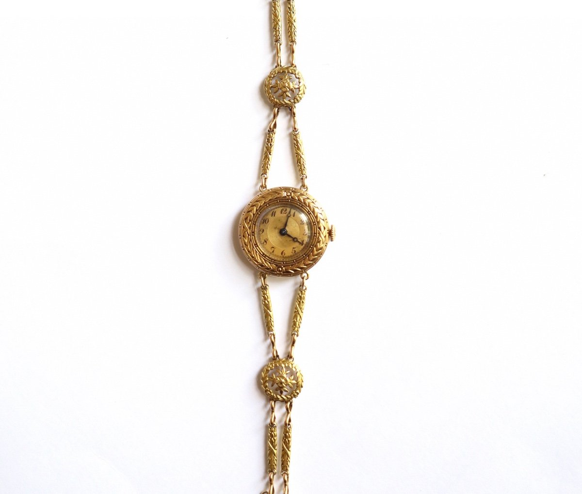 18k Gold Watch Circa 1900 Plant Pattern