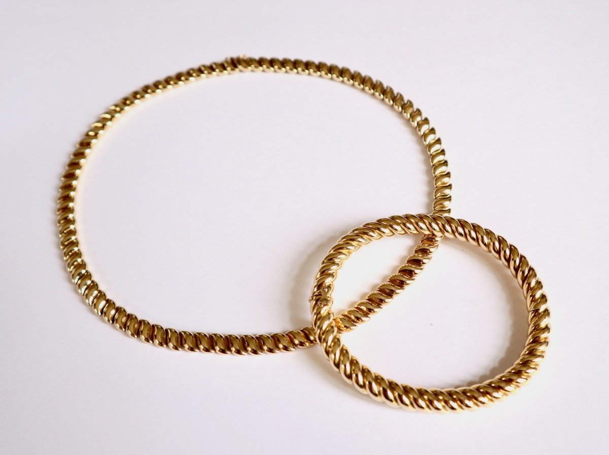 Van Cleef And Arpels Parure collier bracelet en or jaune 18 carats San Marco