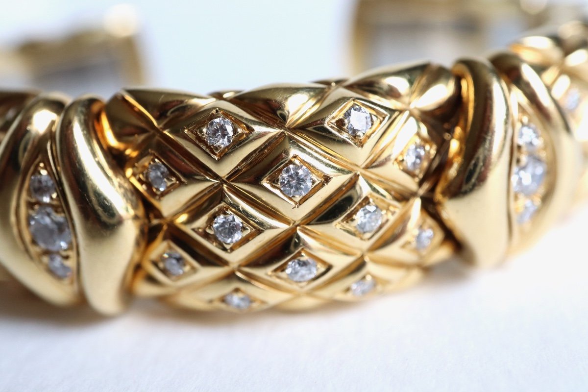 Mauboussin Semi-rigid Bracelet In 18kt Yellow Gold And Diamonds-photo-2