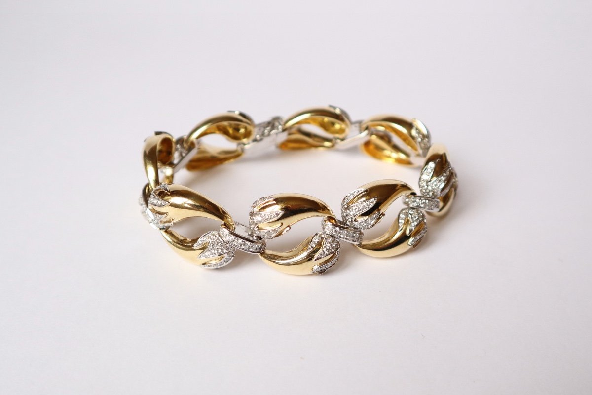 Bracelet ancien En Or 18 Carats Et Diamants années 60 bijou ancien-photo-5