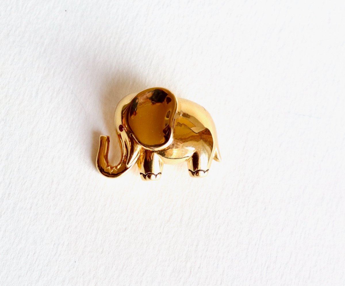 Fred Broche Eléphant En Or Jaune 18 Carats Années 60