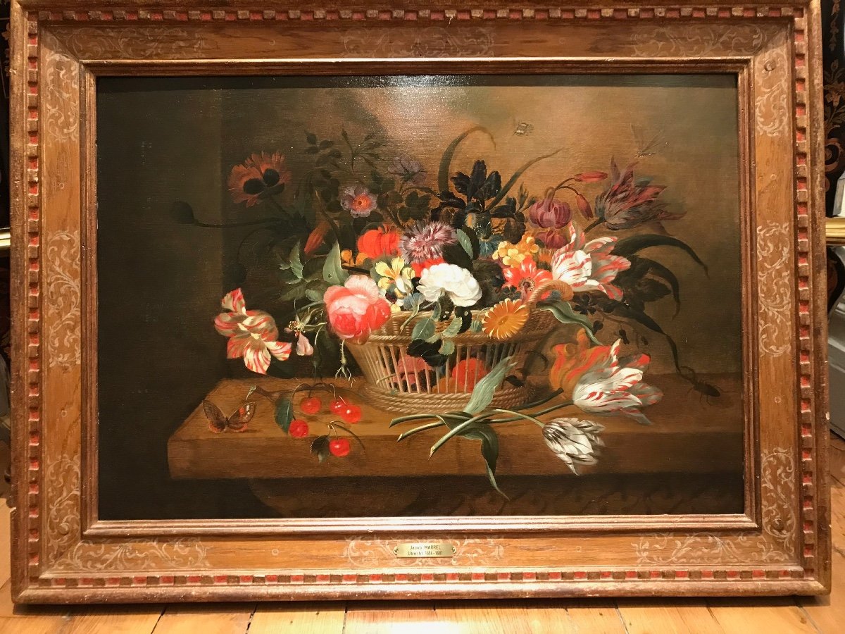 Jacob Marrel, Basket Of Flowers, 17th Century-photo-2