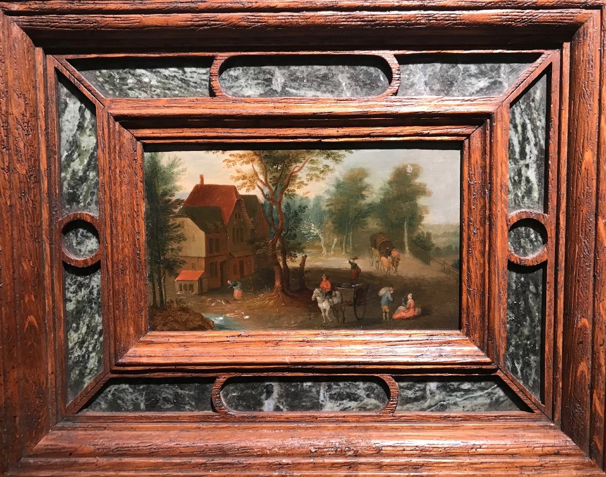 Animated Landscape Attributed To Charles Bechey Flemish Painter 18th