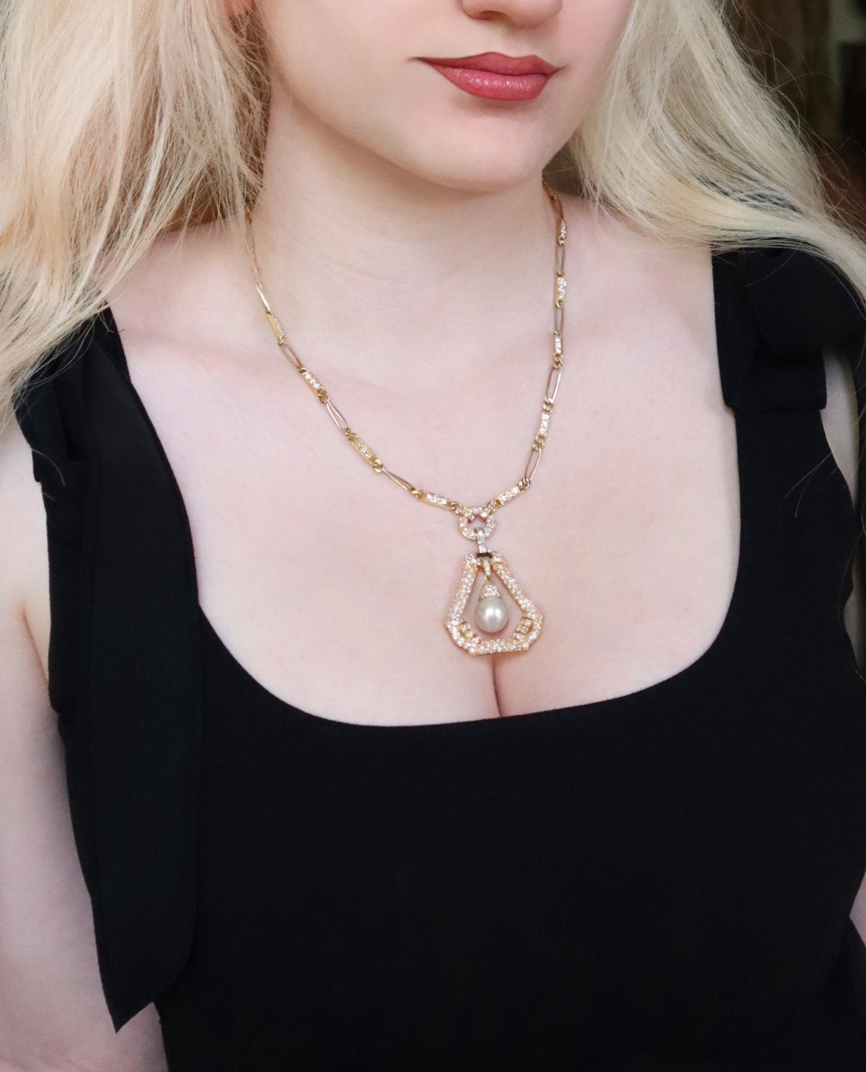 Collier Avec Pendentif Or Jaune Et Diamants-photo-5