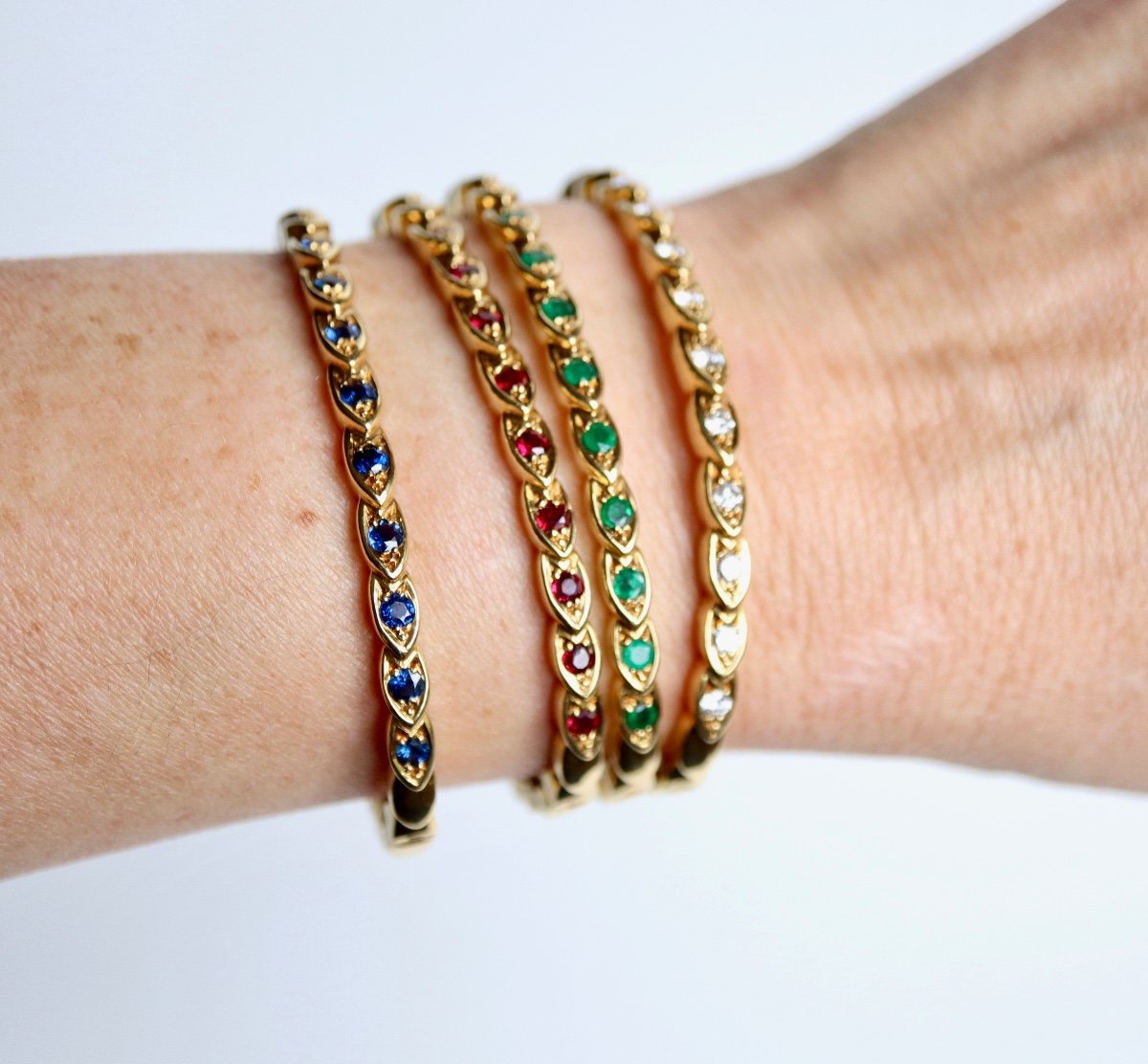 Chaumet Rigid Bracelets In 18 Carat Gold And Precious Stones-photo-4