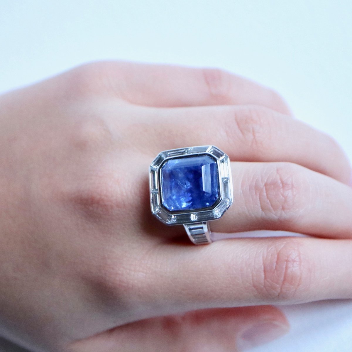 Bague Saphir Ceylan  Non Chauffé De 17 Carats-photo-2