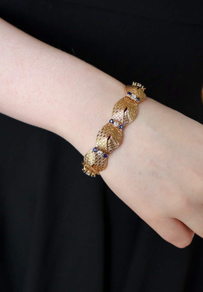 Boucheron Bracelet Ancien 1960 Or Et Saphirs-photo-4
