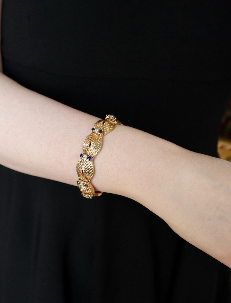Boucheron Bracelet Ancien 1960 Or Et Saphirs-photo-7