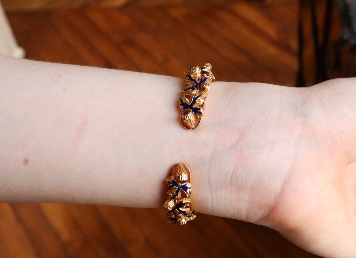 Zolotas Bracelet Vers 1960 En Or Diamants Rubis Email-photo-4