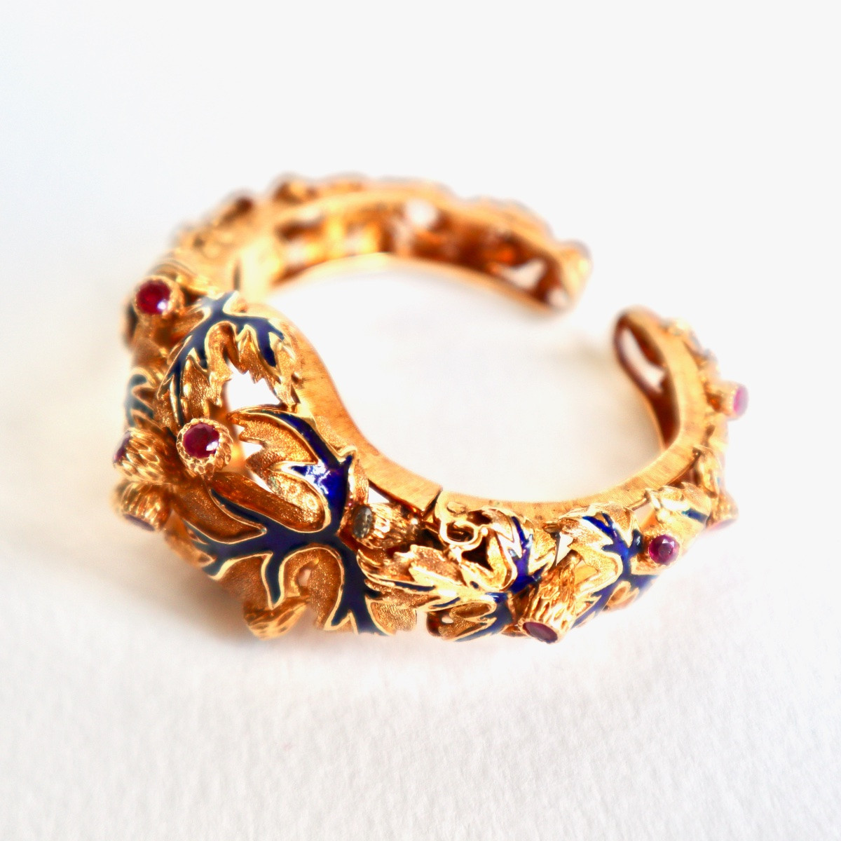 Zolotas Bracelet Vers 1960 En Or Diamants Rubis Email-photo-1