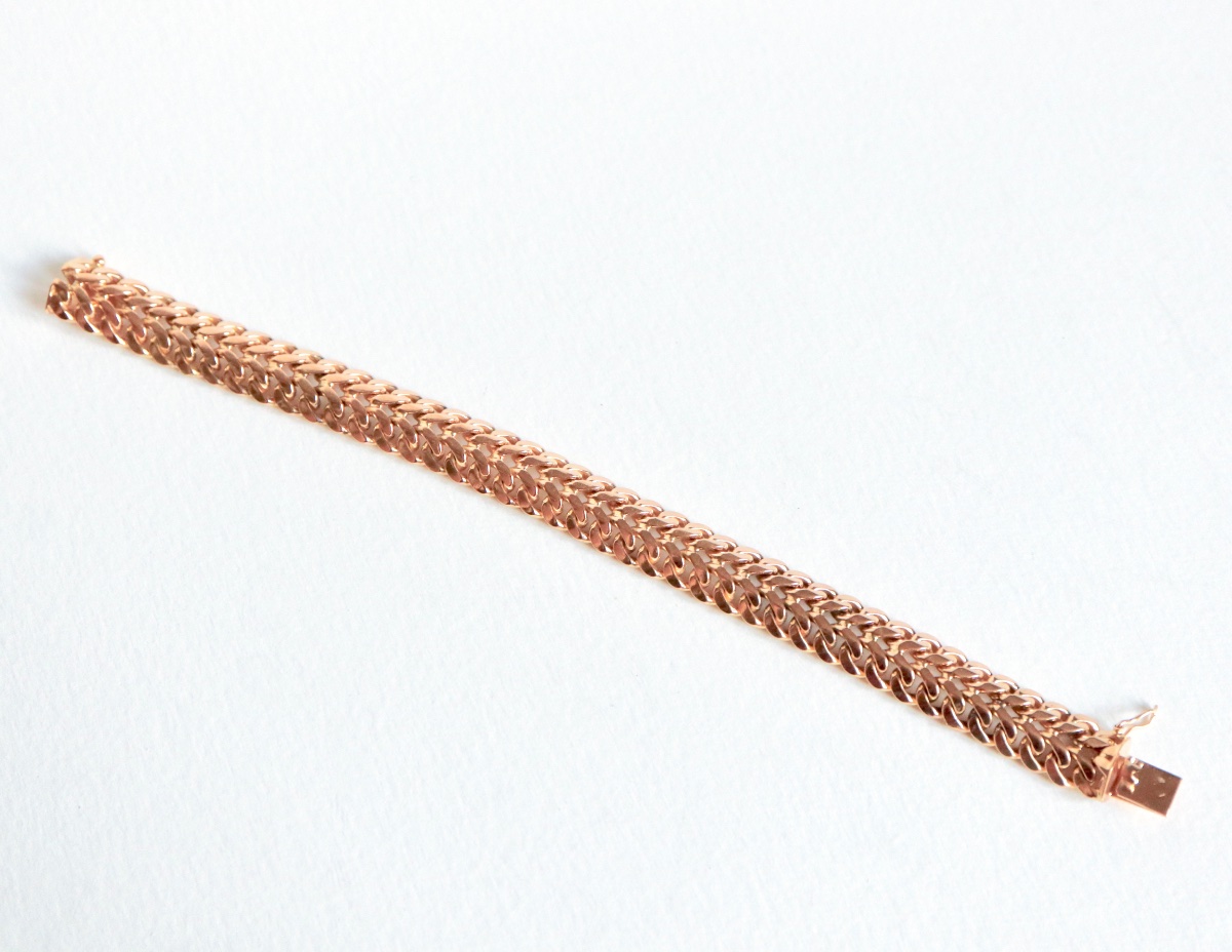 Antique Bracelet Circa 1960 In 18 Kt Yellow Gold Double Curb Link-photo-4